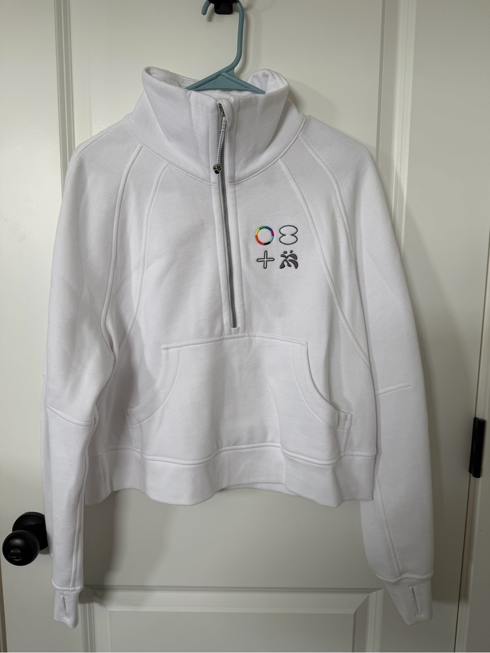 Lululemon Pride XS/S Scuba White Oversized Funnel Neck Half Zip Sweatshirt
